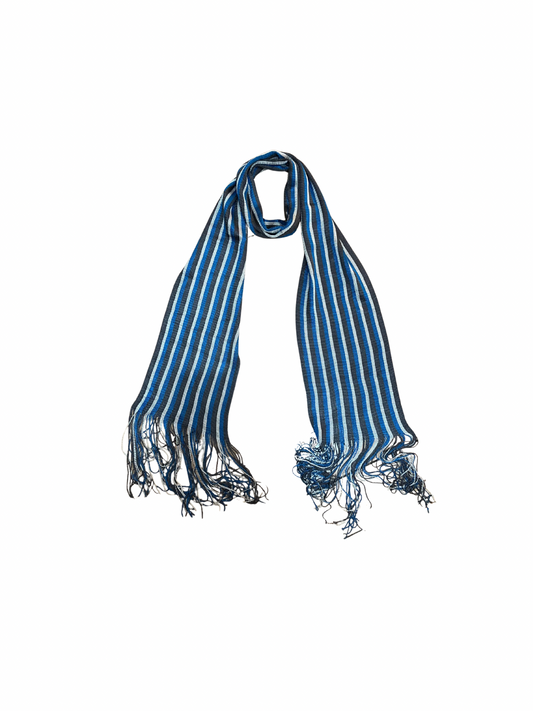 skinny blue striped scarf