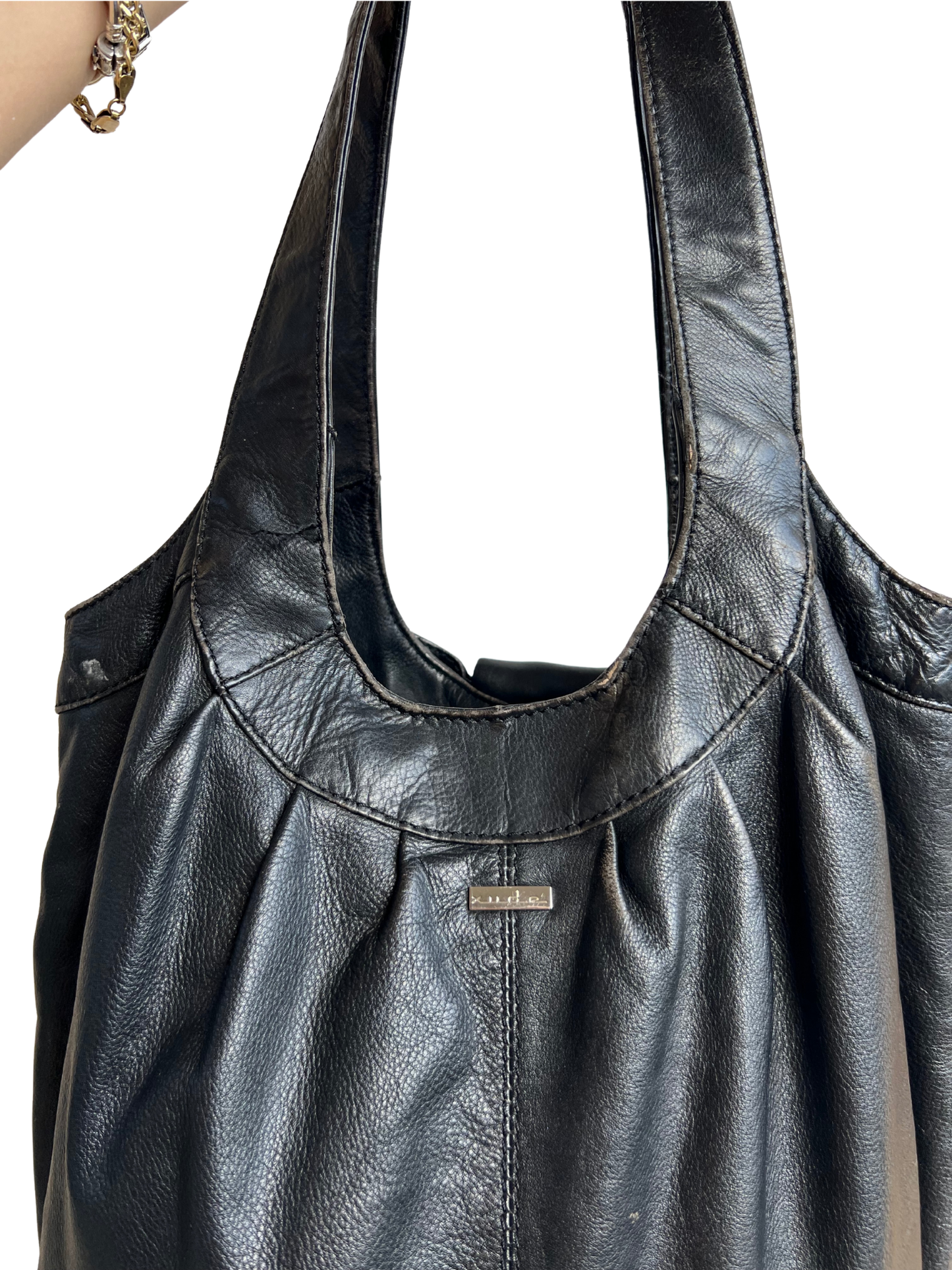 70s leather bow bag