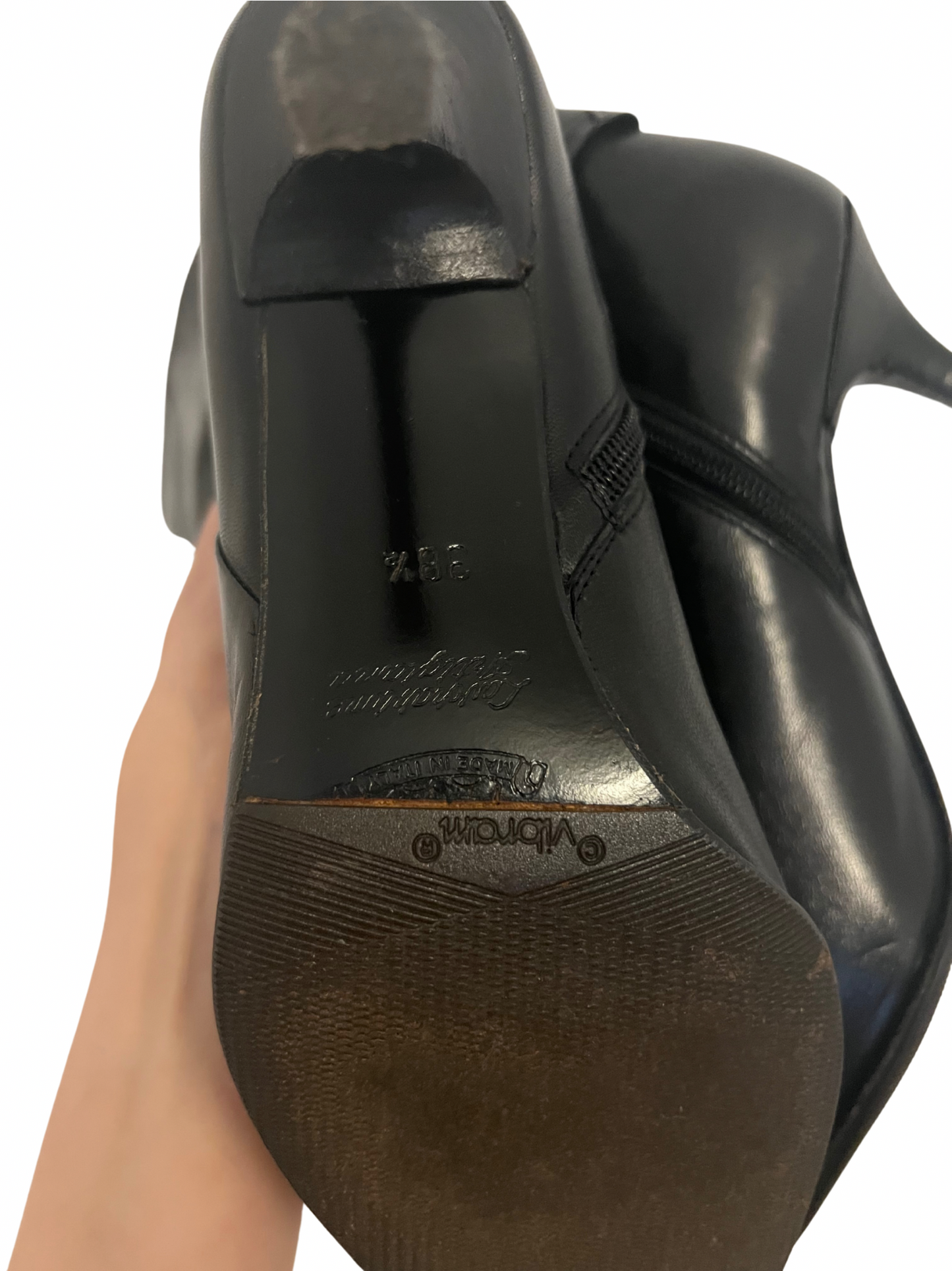 leather heels with a buckle