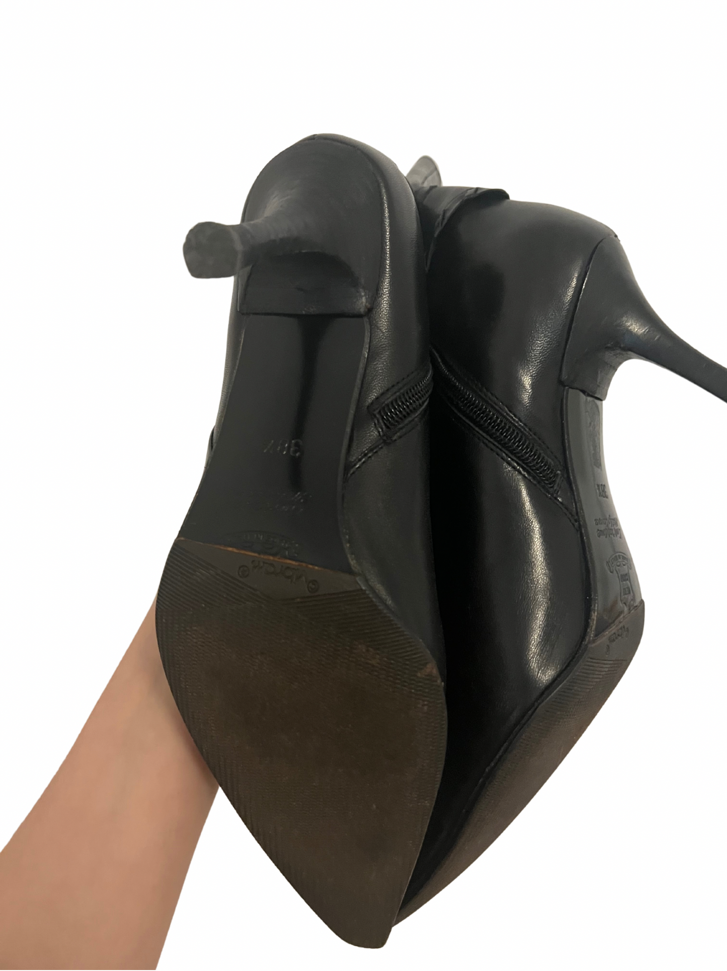 leather heels with a buckle