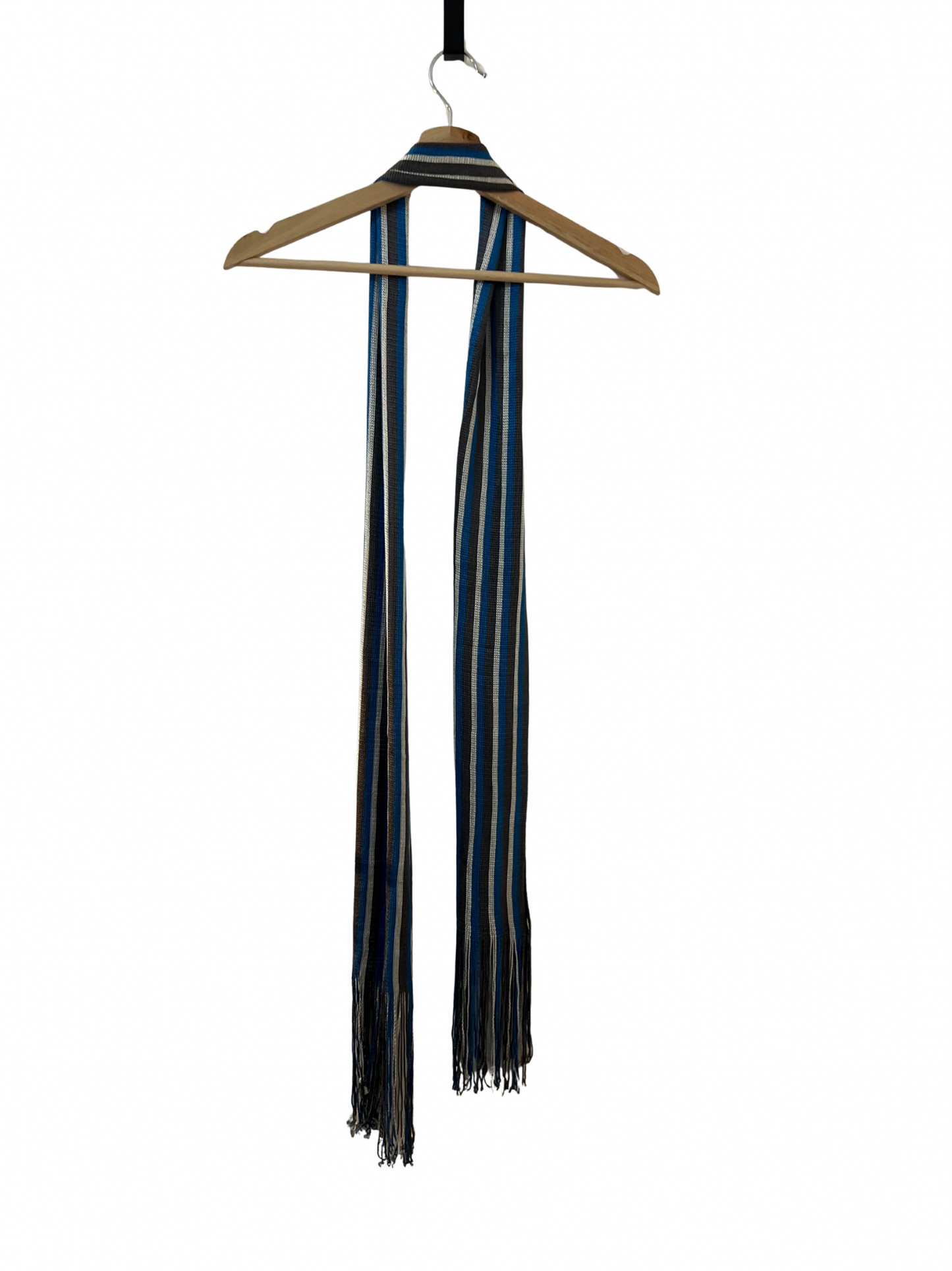 skinny blue striped scarf