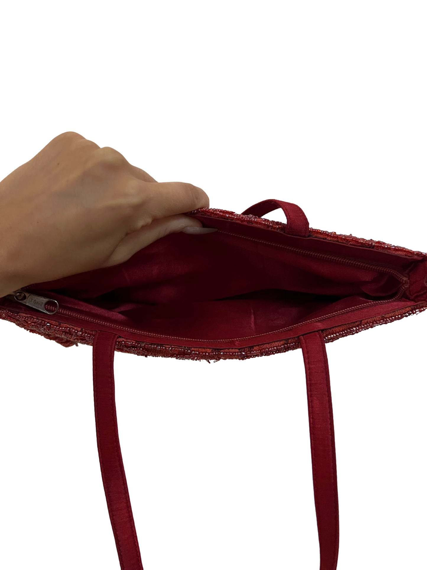 red sequins bag