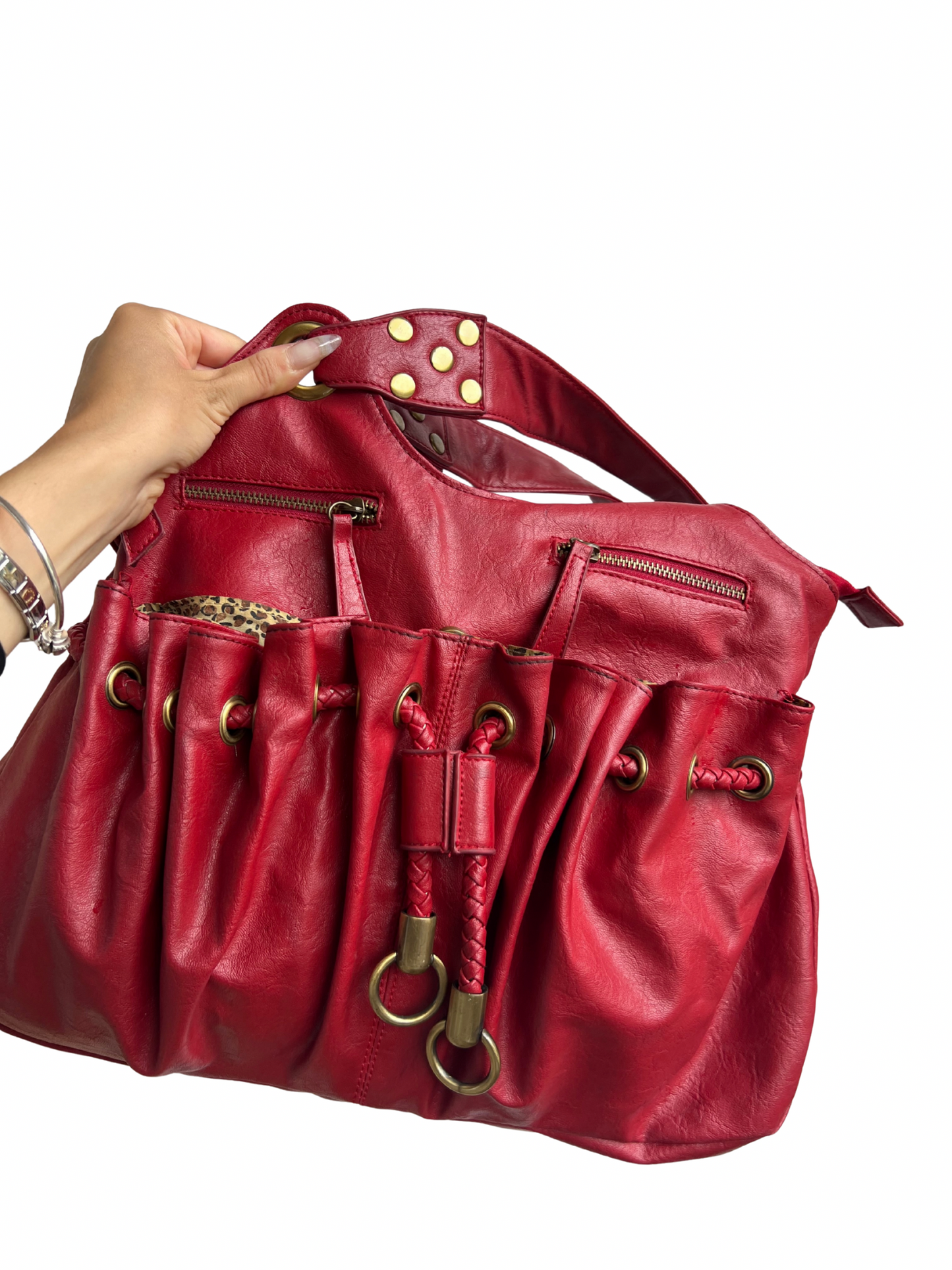 red shoulder bag