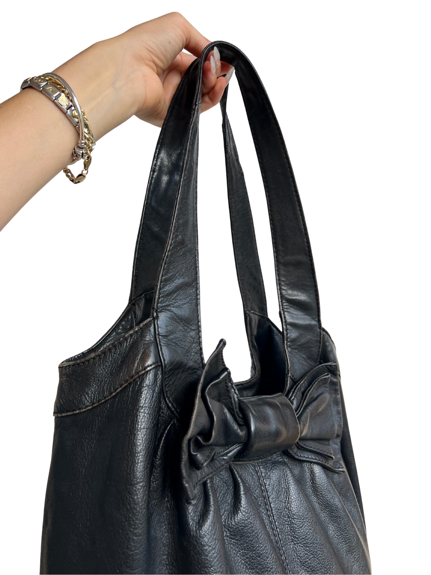 70s leather bow bag