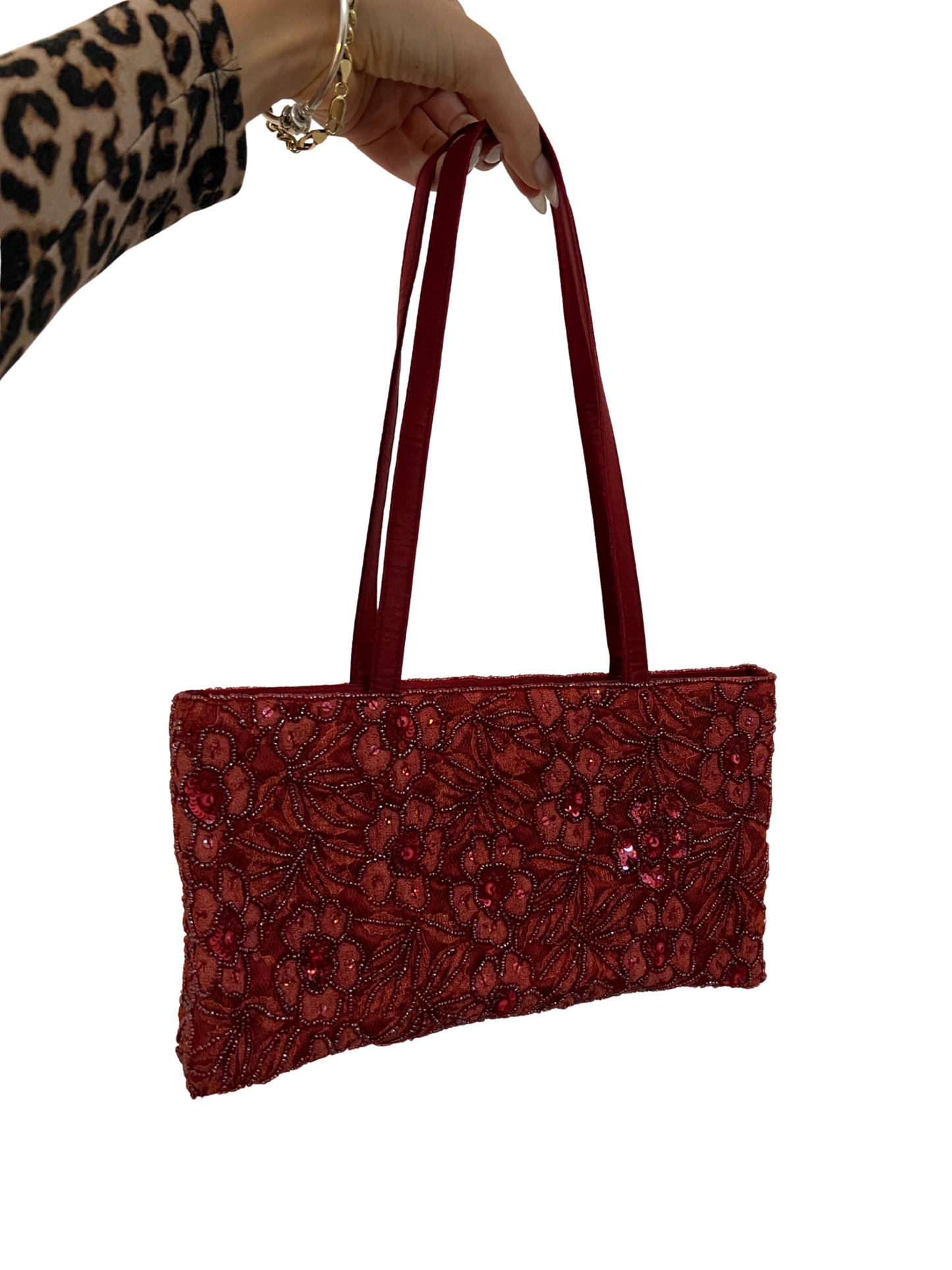red sequins bag