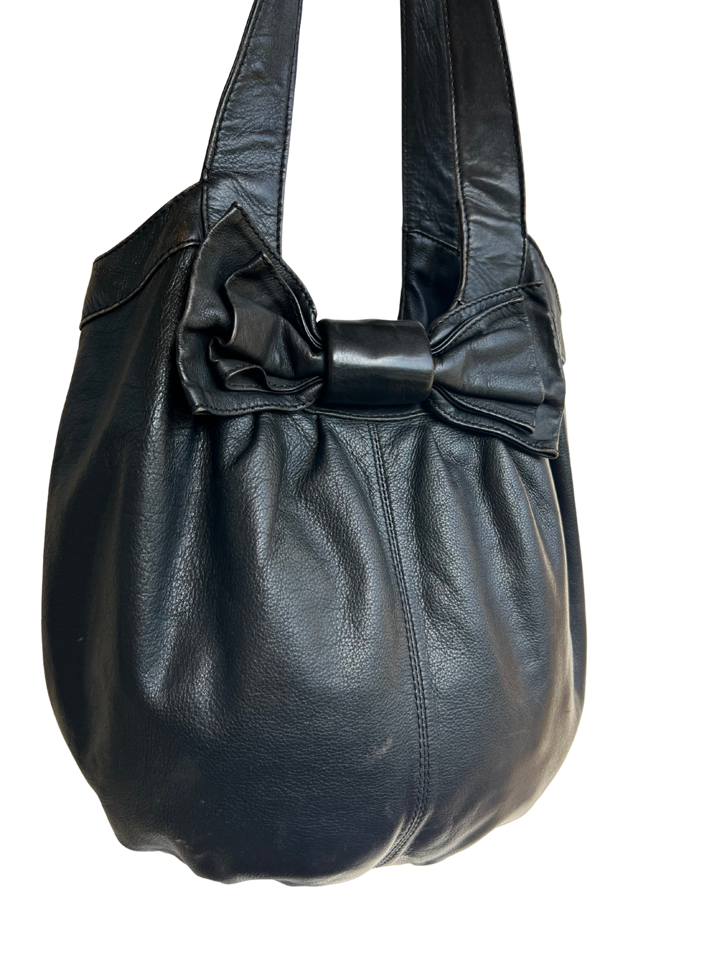 70s leather bow bag