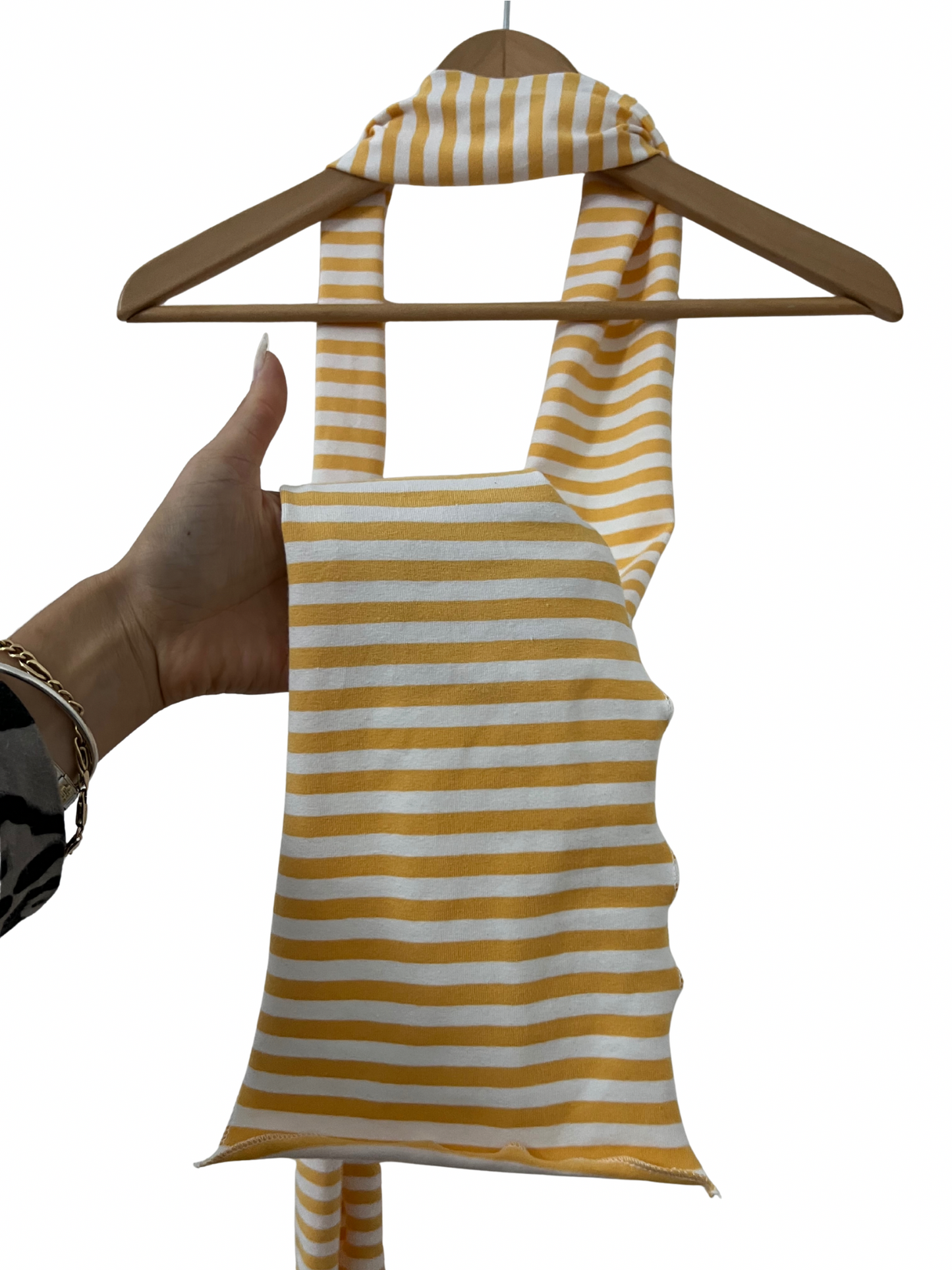 yellow striped skinny scarf
