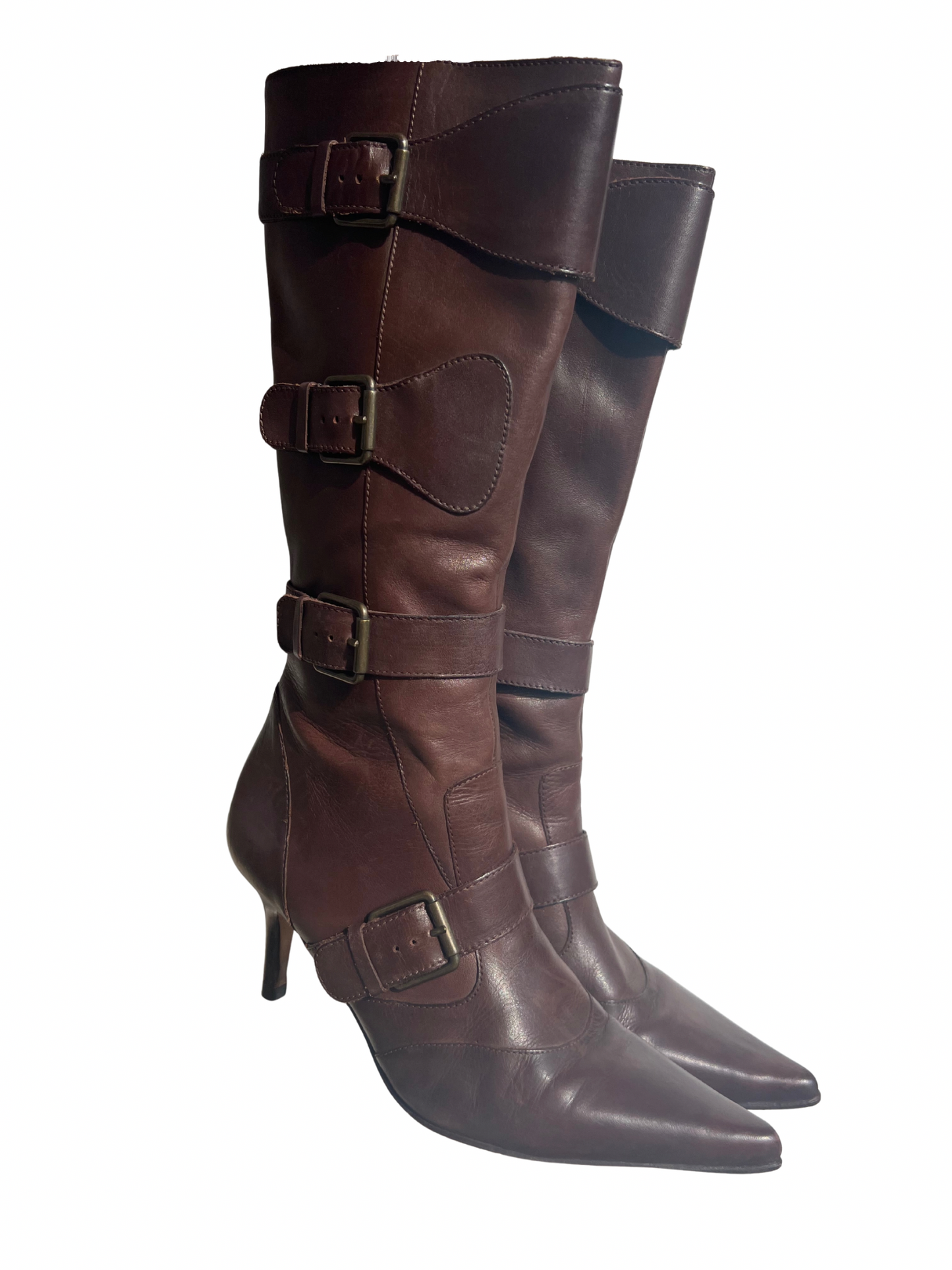 buckle leather buffalo heels