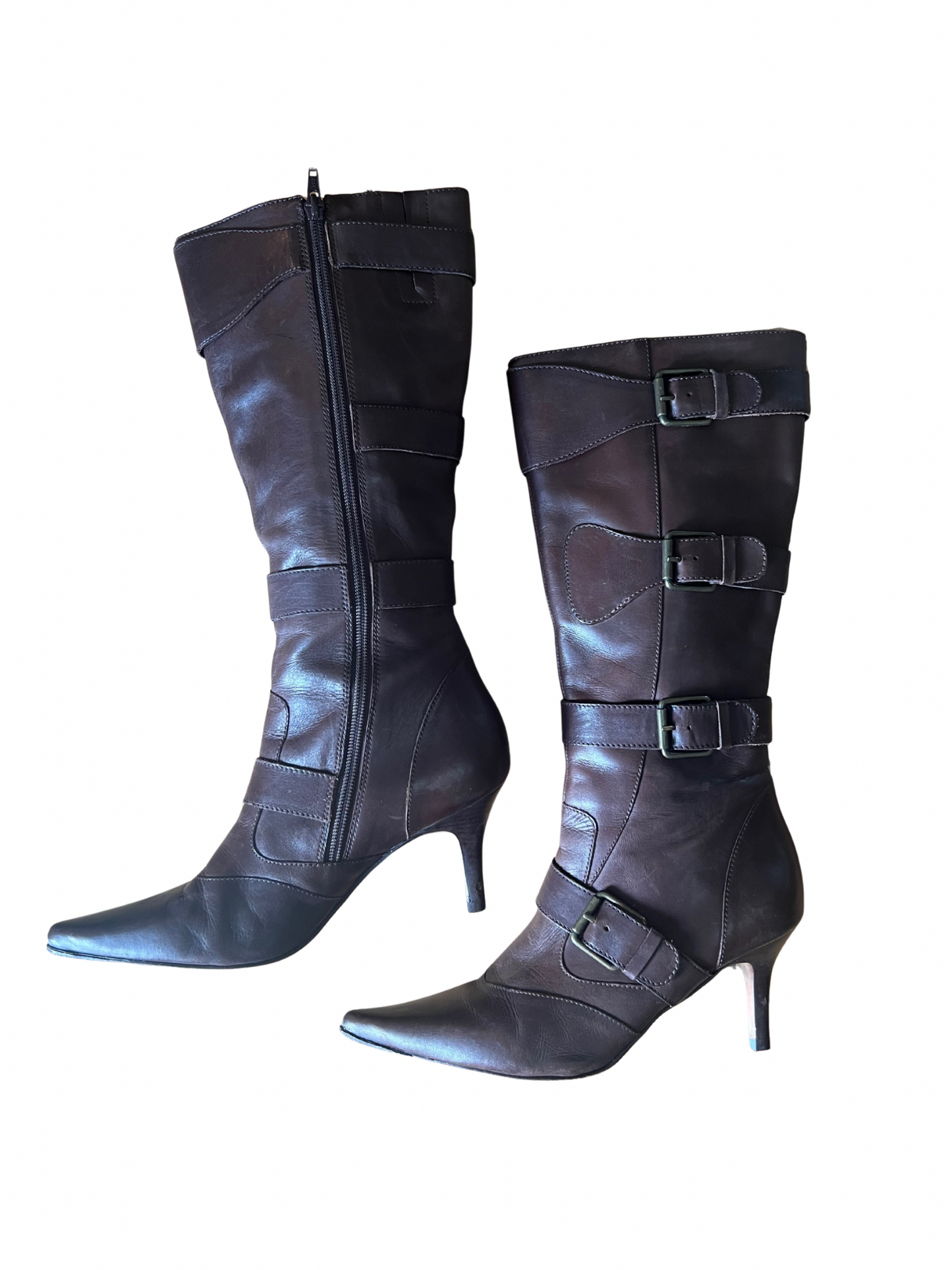 buckle leather buffalo heels