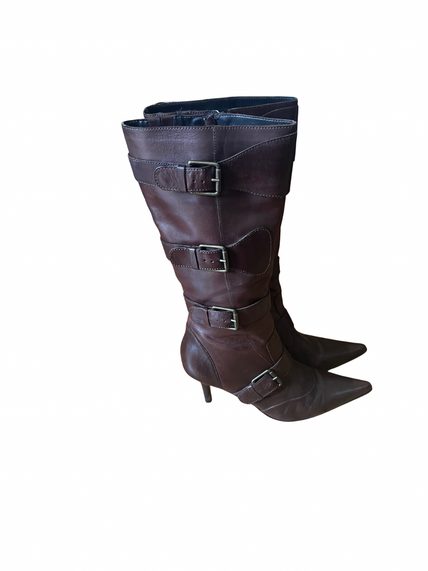 buckle leather buffalo heels