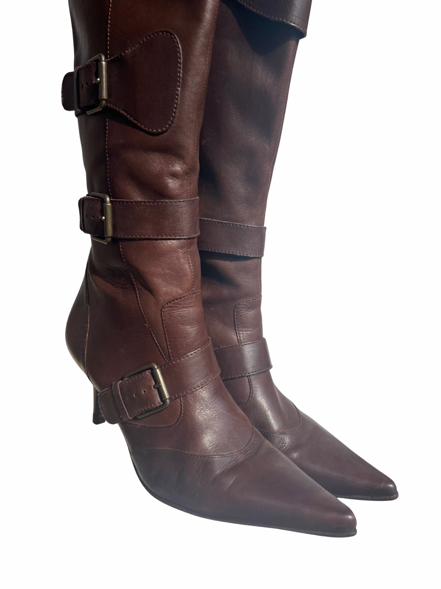 buckle leather buffalo heels